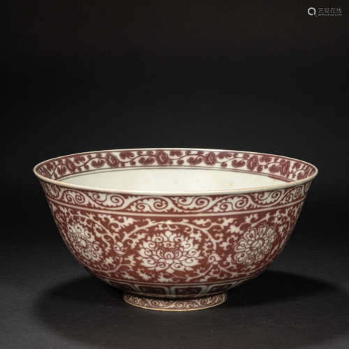 CHINESE GLAZED RED BOWL, MING DYNASTY