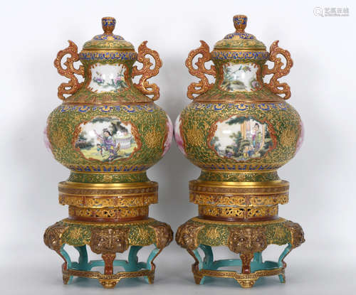 Chinese Qing Dynasty  Gilt Bronze Phoenix Pattern Wine Set