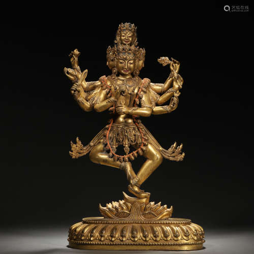A Tibetan Bronze-gilt Vajrayogini