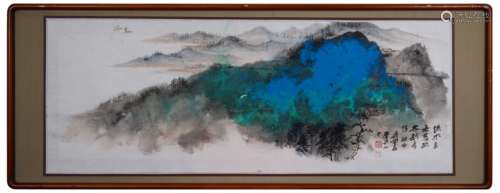 A Chinese Frame Painting Signed Zhang Daqian