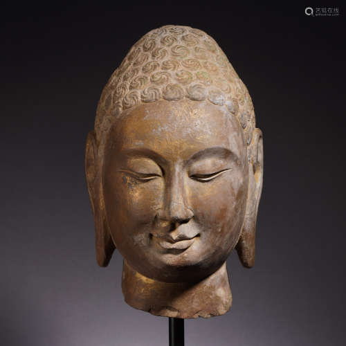 A Chinese Carved Stone Buddha Head