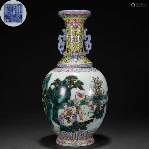 A Chinese Famille Rose Kids at Play Vase