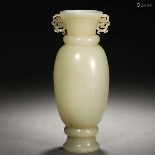 A Chinese Carved White Jade Vase
