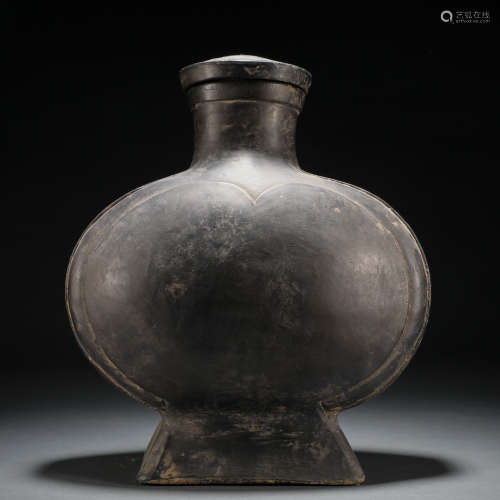 A Chinese Black Pottery Vessel Hu