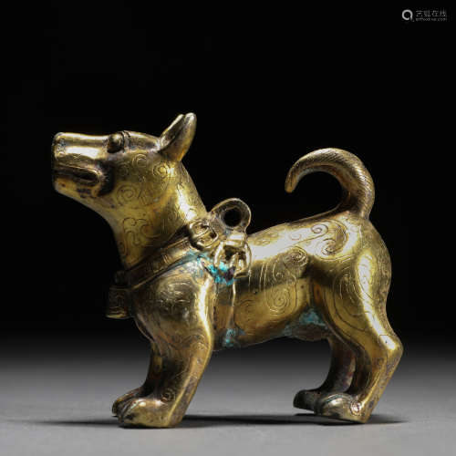 A Chinese Silver Gilt Puppy