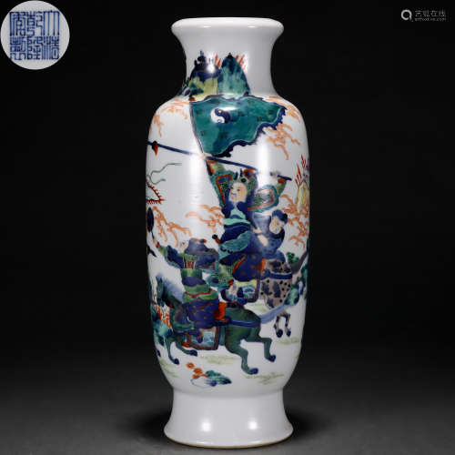 A Chinese Famille Verte Figural Story Vase