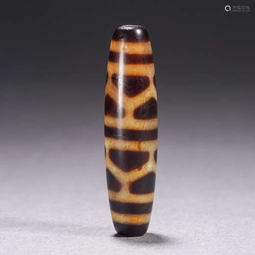 A Rare Tibetan Dzi Bead