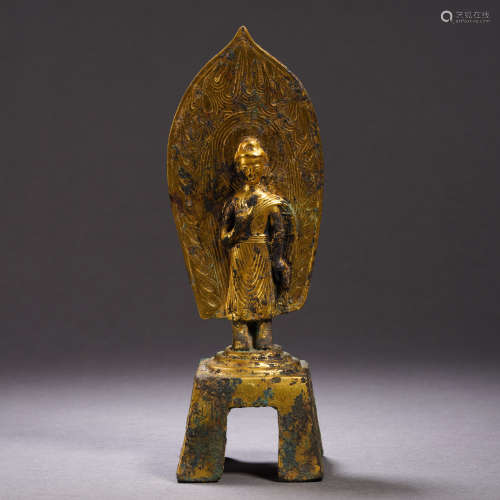A Chinese Bronze-gilt Figure of Shakyamuni