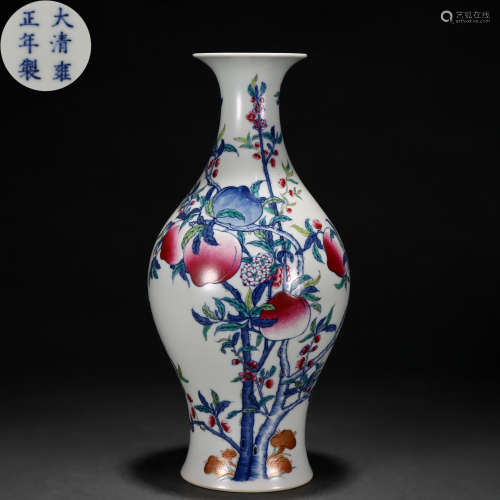 A Chinese Famille Rose Olive Shaped Vase