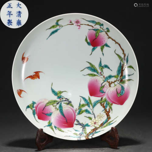 A Chinese Famille Rose Peaches Plate