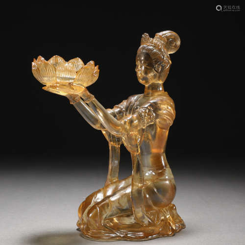 A Chinese Peking Glass Kneeling Figure
