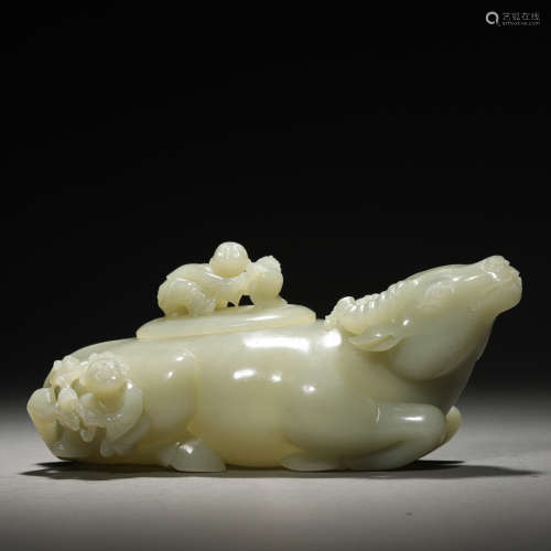 A Chinese Carved Jade Buffalo