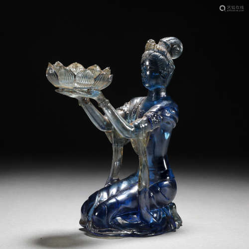 A Chinese Peking Glass Kneeling Figure