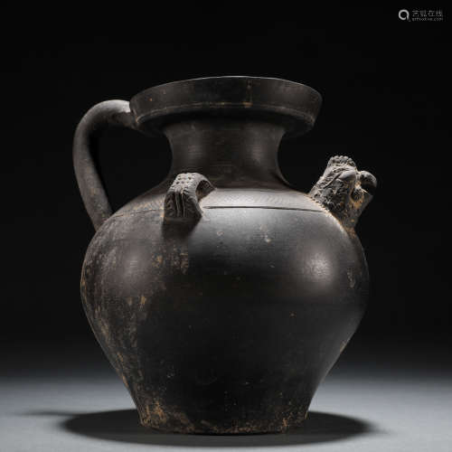 A Chinese Black Pottery Kettle