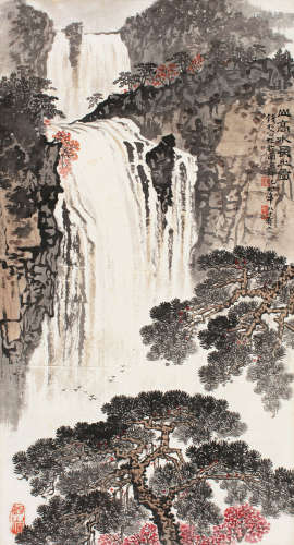 1899～1985 钱松嵒  山高水长 设色纸本 立轴