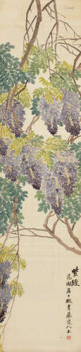 1820～1875 周闲  紫绶 设色绢本 立轴