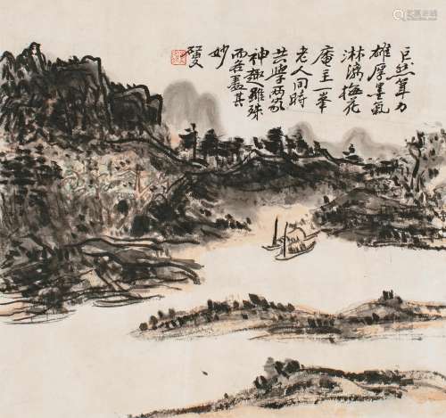1865～1955 黄宾虹  江上风帆 纸本 镜片