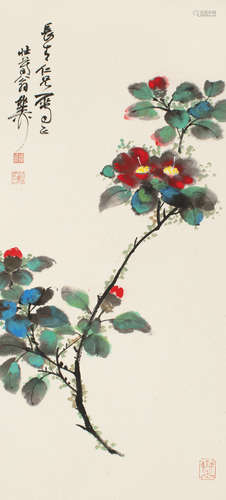 1910～1997 谢稚柳  山茶花 设色纸本 立轴