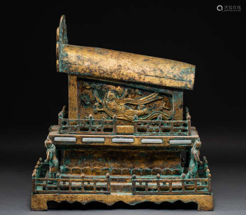 Chinese gilt copper coffin