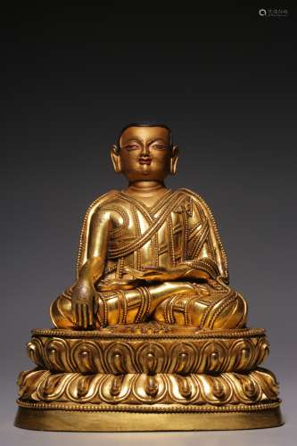 Sitting bronze gilt Malba statue from Qing Dynasty