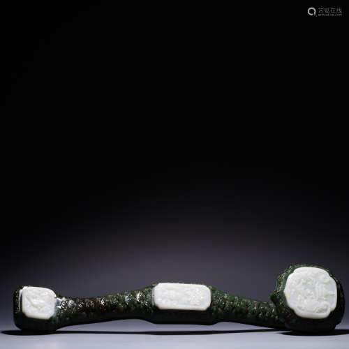 Hetian jade white jade inlaid jasper Ruyi