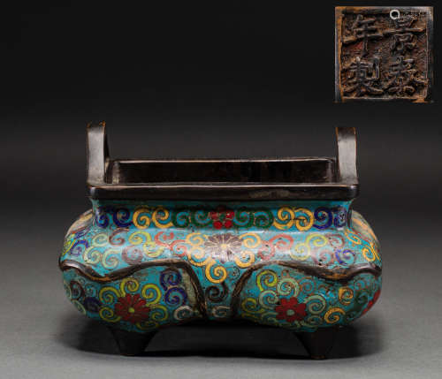 Chinese cloisonne censer from Qing Dynasty