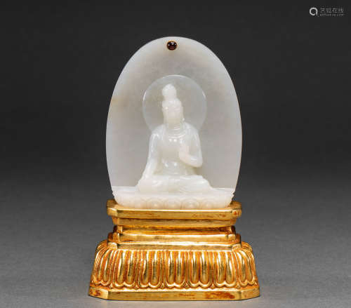 China and Tian jade gilt Buddha