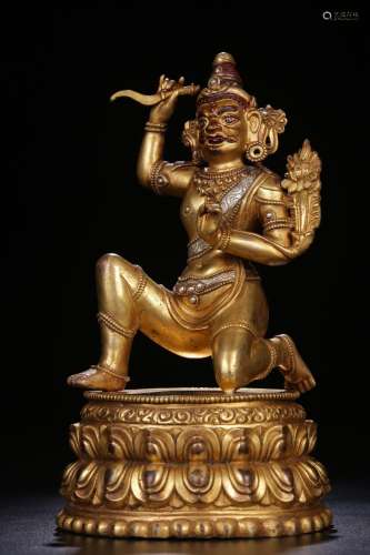 Bronze gilt inlaid with silver does not move the statue of K...
