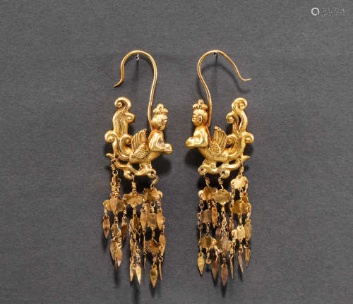 Chinese silver gilt earrings