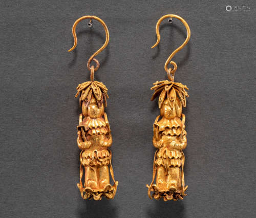Chinese silver gilt earrings