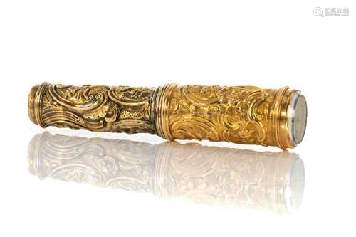 18th C RARE EARLY GOLD ETUI CASE WITH COMPASS