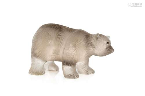 RUSSIAN CARVED ROCK CRYSTAL STANDING BEAR