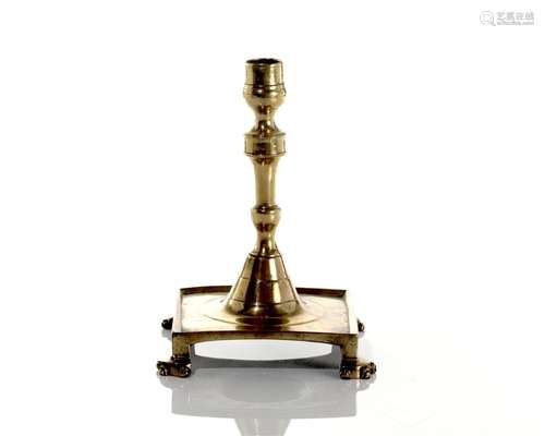 17th C SPANISH BRASS FOOTED CANDLESTICK