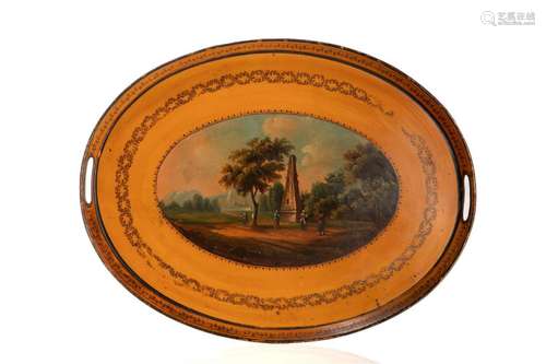 ENGLISH TOLEWARE HAND PAINTED TRAY