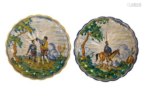 TWO MAJOLICA POTTERY CHARGERS