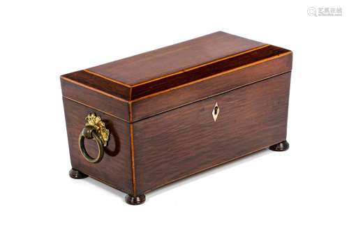 GEORGE III ENGLISH EXOTIC WOOD TEA CADDY