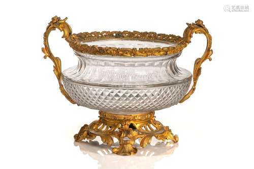 FRENCH GILT BRONZE ORMOLU CUT GLASS BOWL