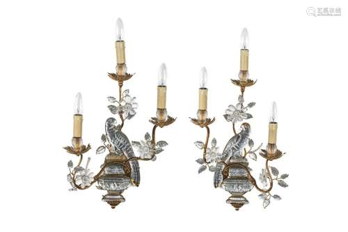 PAIR OF FRENCH PERROQUET WALL APPLIQUES SCONCES