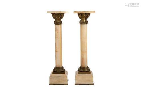 PAIR OF ONYX & BRONZE MOUNTED PEDESTALS