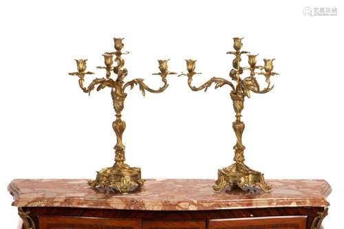 PAIR OF FRENCH BRONZE CANDELABRA