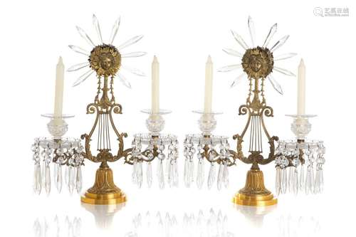 PAIR OF GEORGIAN CUT GLASS CANDELABRA