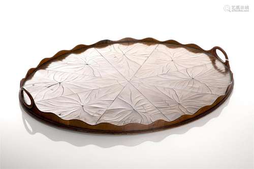 GEORGIAN OVAL OYSTER VENEER WOOD TRAY