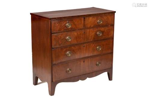 ENGLISH REGENCY FIGURED MAHOGANY CHEST OF DRAWERS