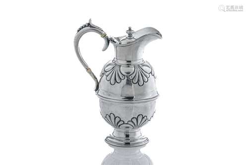 EDWARDIAN ENGLISH SILVER HOT WATER JUG, 332g