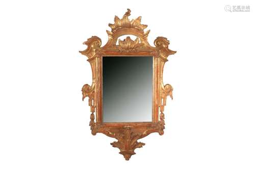 18th C ITALIAN CARVED GILTWOOD FRAMED MIRROR