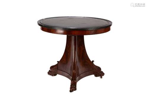 FRENCH EMPIRE FLAME MAHOGANY HALL TABLE