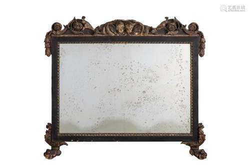 ANTIQUE ITALIAN SILVERED WOOD FRAMED MIRROR