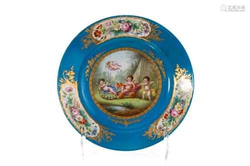 19th C SEVRES STYLE PORCELAIN CHARGER DISH