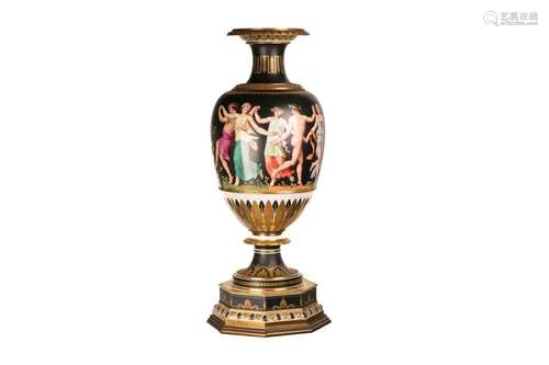 MONUMENTAL GERMAN PORCELAIN VASE ON STAND