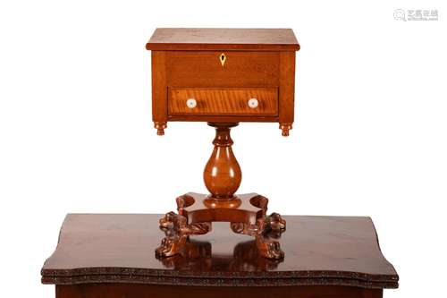 19th C CANADIAN PINE SEWING TABLE